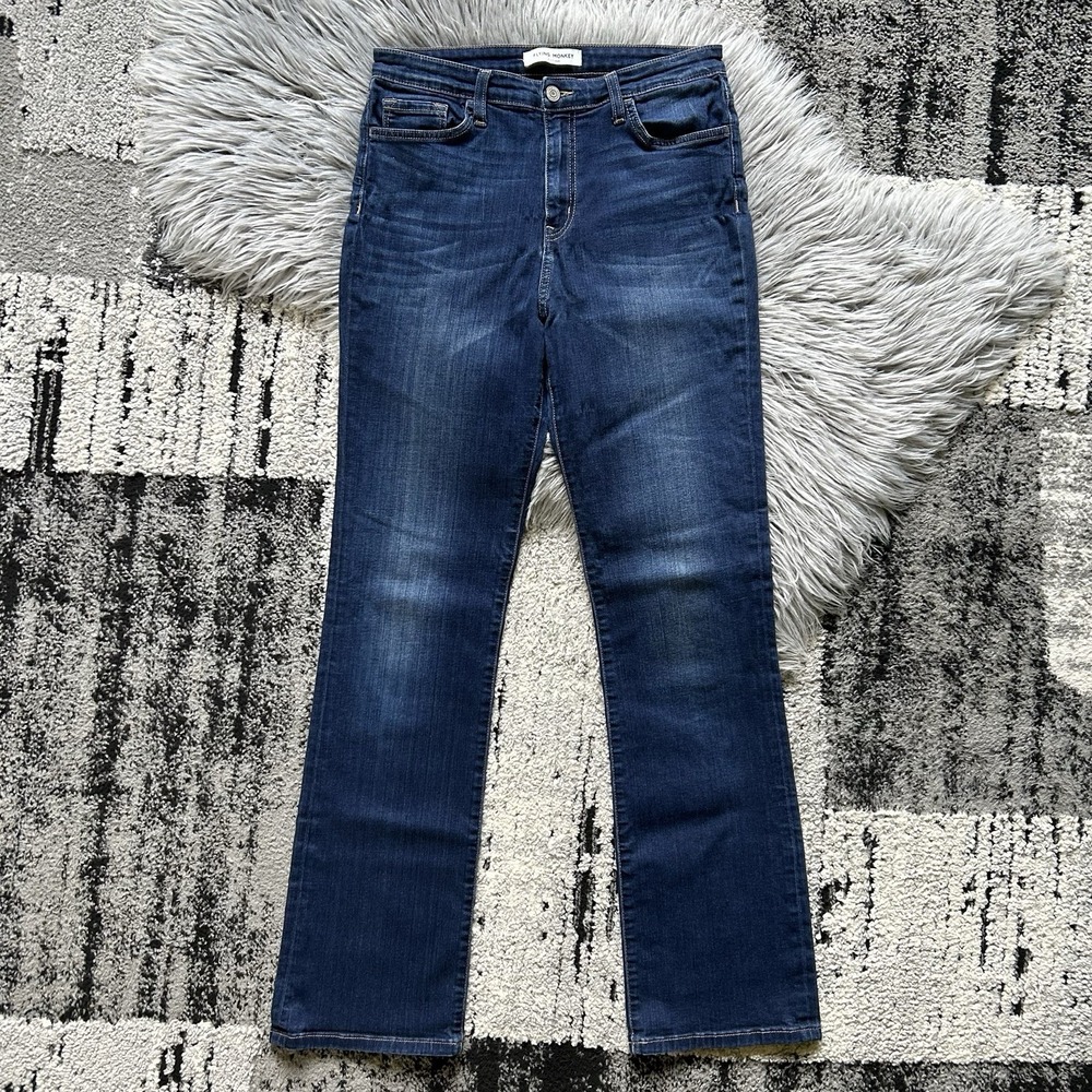 Flying Monkey Platinum Women's 30x33 Dark‎ Blue Denim Bootcut Leg Faded Stretch